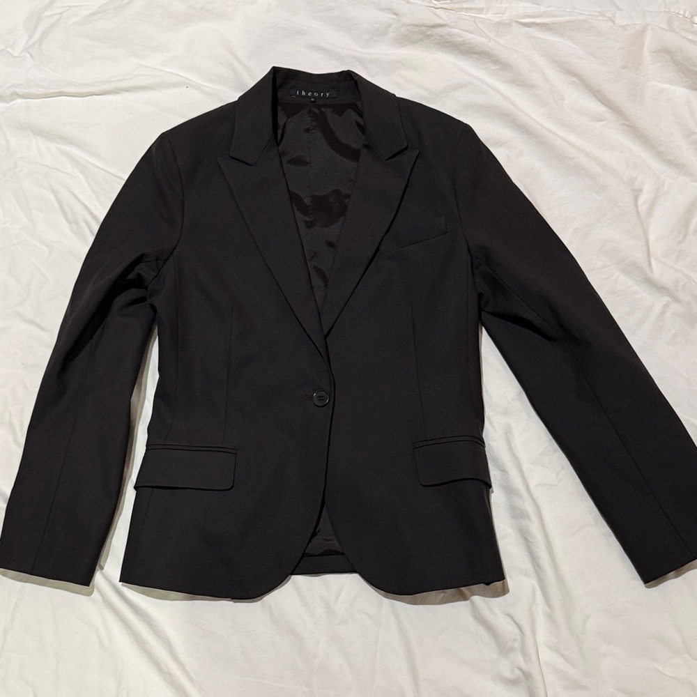 Theory Gabe dark brown blazer size 10 stretch wool